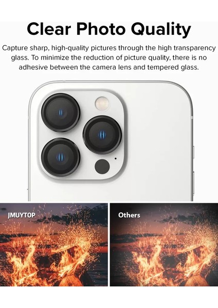 Pirok Store iPhone 14 Pro / 14 Pro Max Uyumlu Metal Halka Set Kamera Lens Koruyucu