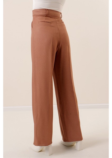 Yandan Cepli Yün Efektli Palazzo Pantolon Camel fırsatları