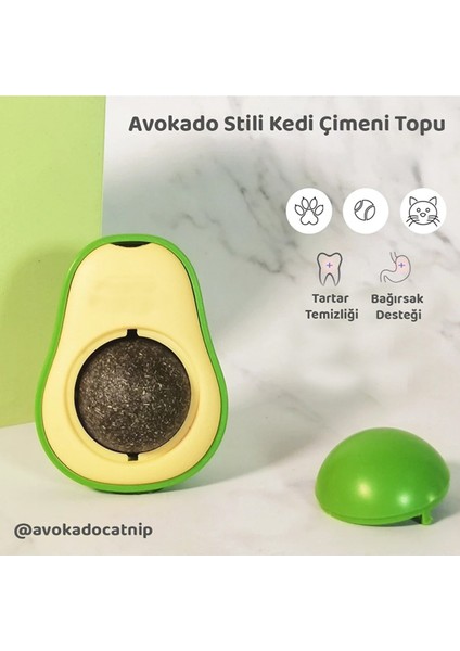 Avokado Şeklinde Catnipli Doğal Kedi Yalama Topu 6 cm modelleri