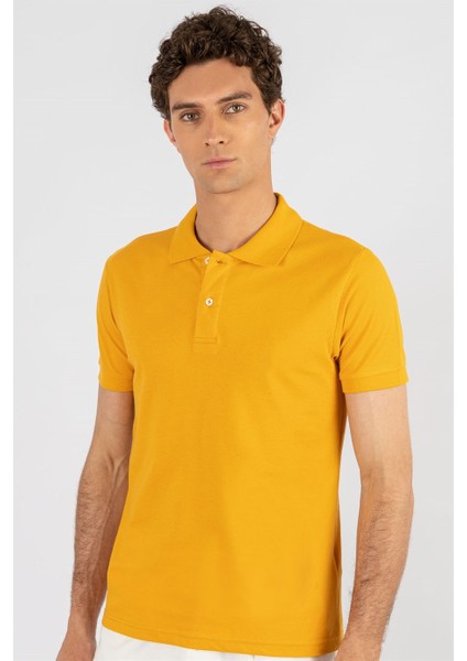 Slim Fit Dar Kesim Düz Polo Yaka Erkek T-Shirt