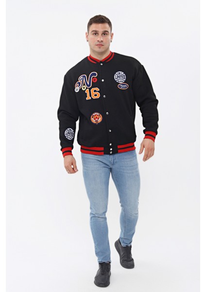 Unisex Oversize Limited Edition Siyah Bomber Kolej Ceket