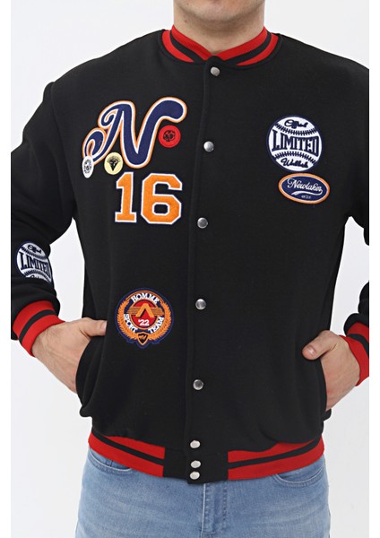 Unisex Oversize Limited Edition Siyah Bomber Kolej Ceket