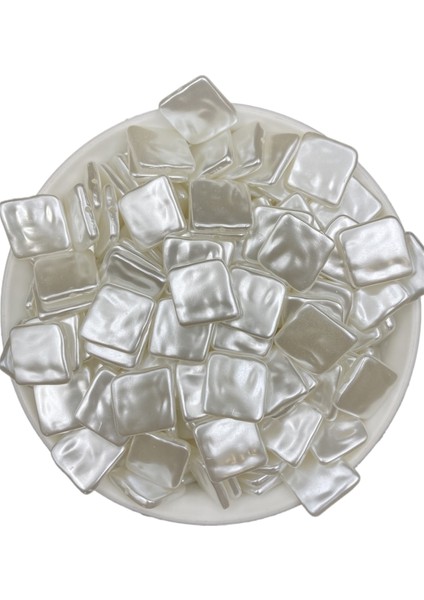 25GR Beyaz Renk Kare Lüks Kaplama Formsuz,şekilsiz Barok Yamuk Plastik Inci Boncuk #59 (~32ADET) fiyatları