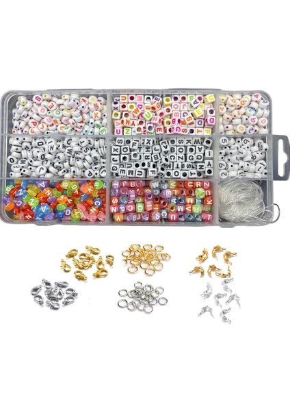 Kutulu Harf Boncuk & Rakam Boncuk ve Metal Kapama Seti, Hobi Takı Yapım Boncuğu, Takı Yapım Seti