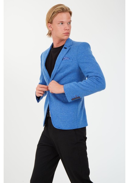 5106 Dar Kalıp Yarım Astarlı İndigo Blazer Ceket
