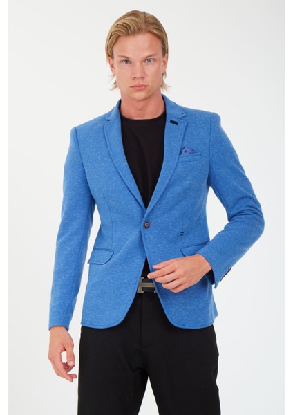 5106 Dar Kalıp Yarım Astarlı İndigo Blazer Ceket modelleri