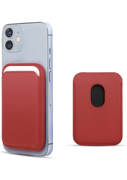 Apple iPhone 12 Leather Wallet Magsafe Kırmızı