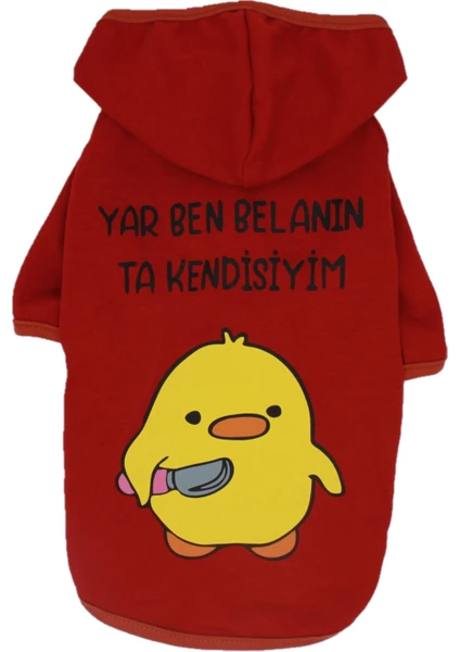 Kırmızı Duck Hoodie Sweat Kedi Köpek Sweat Kedi Köpek Kıyafeti