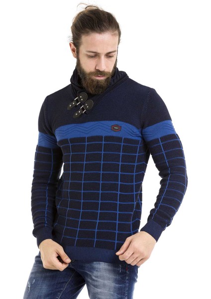 CP279 Şal Yaka Desenli Lacivert Kazak fiyatları