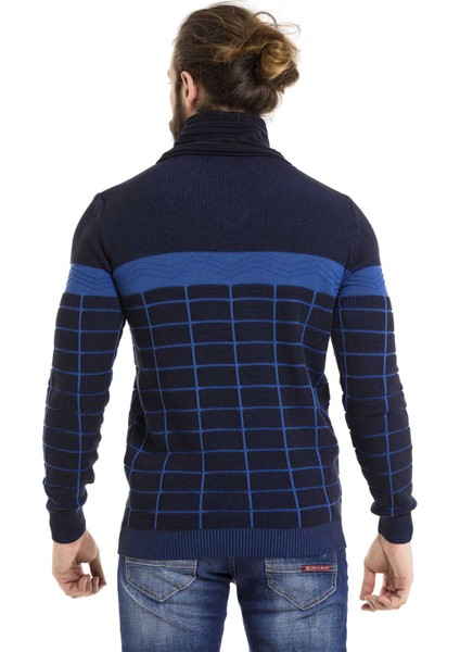 CP279 Şal Yaka Desenli Lacivert Kazak fırsatları