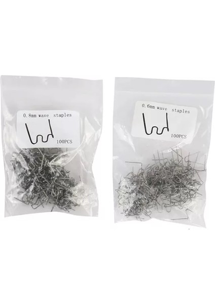 100+100 Adet 0,6 Mm-0,8 Mm Dalgalı Tip Plastik Kaynak Zımba Teli