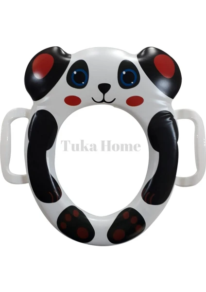 Tuka Home Lazımlık Çocuk Bebek Klozet Aparatı Panda Desenli Kırmızılı