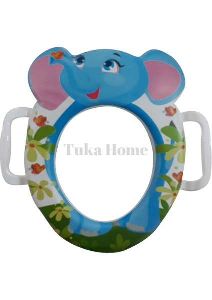 Lazımlık Çocuk Bebek Klozet Aparatı Fil Desenli Mavi