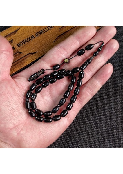 6x9 mm Bürokrat Boy Ateşi Kehribar Tesbih - Usta Işçilikli Sıkma Kehribar - Diyarbakır Model