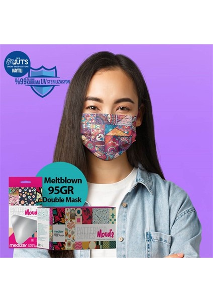 Mandala Etnik Desenli Meltblown Kumaş 3 Katlı Ultrasonik Cerrahi Ağız Maskesi Burun Telli modelleri
