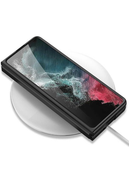 Samsung Galaxy Z Fold 4 Kılıf Karbonfiber Arka Yüzey Kartlıklı Kıpta Silikon Kapak