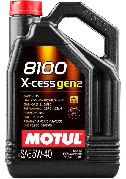 8100 X-Cess Gen2 Sae 5W40 5lt (Üretim YILI:2022)