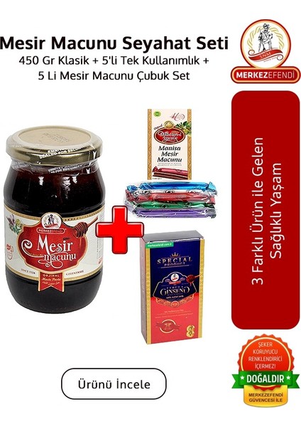 Mesir Macunu Seyahat Seti 450 gr Klasik 5'li Tek Kullanımlık 5 'li Mesir Macunu Çubuk Set