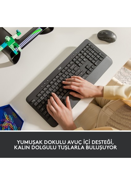 Signature K650 + M650 L Büyük Boy Siyah Kablosuz Klavye-Mouse Seti