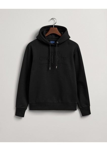 Erkek Siyah Regular Fit Kapüşonlu Baskılı Sweatshirt 2037020.5