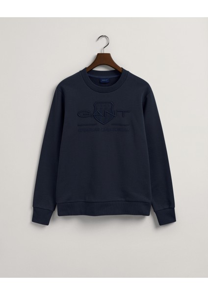 Erkek Lacivert Regular Fit Bisiklet Yaka Baskılı Sweatshirt 2036017.433