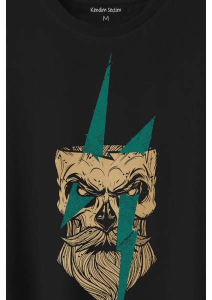 Yıldırım Gothic Sakallı Heykel Baskılı Tişört T-Shirt