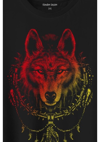 Bozkurt Kurt Kafası Wolf Sarı Kırmızı Baskılı Tişört T-Shirt fiyatları