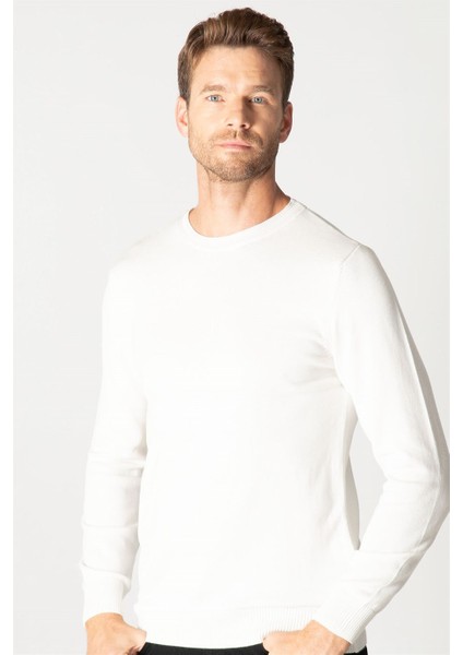 Slim Fit Dar Kesim Bisiklet Yaka Erkek Kazak