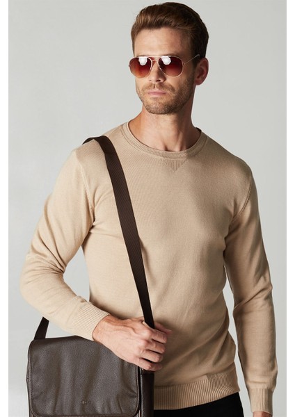 Slim Fit Dar Kesim Bisiklet Yaka Erkek Kazak