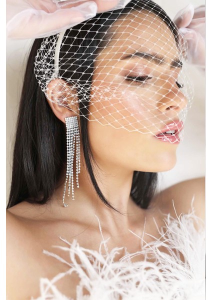 Sırataşlı Gümüş Kaplama Abiye Küpe