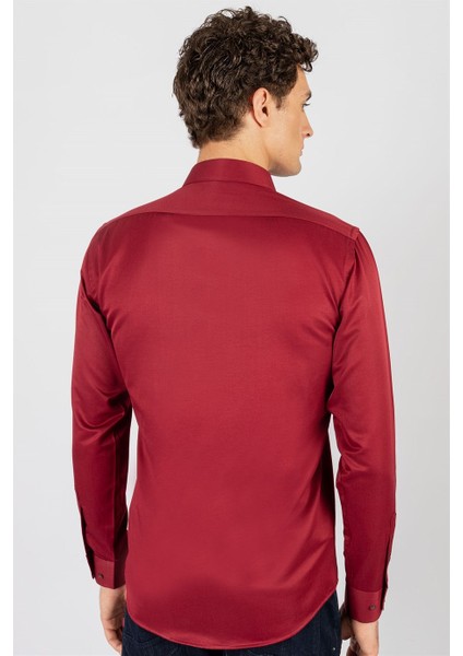 Modern Slim Fit Dar Kesim Düz Erkek Gömlek fırsatları