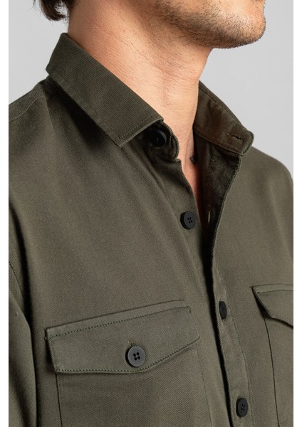 Slım Fit Düz Cepli Gabardin Erkek Gömlek modelleri