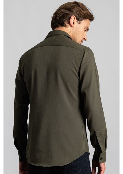 Slım Fit Düz Cepli Gabardin Erkek Gömlek fırsatları