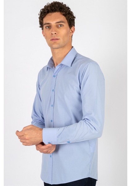 Modern Slim Fit Poplin Pamuk Efekt Erkek Gömlek