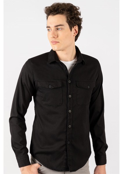 Slim Fit Düz Cepli Gabardin Erkek Gömlek fiyatları