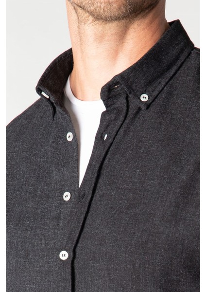 Slim Fit Kışlık Yün Viskon Düz Gömlek