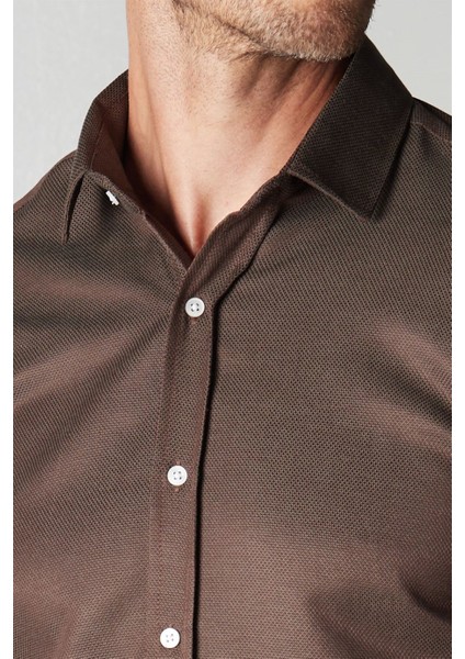 Modern Slim Fit Dar Kesim Armürlü Erkek Gömlek modelleri