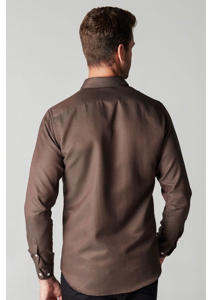 Modern Slim Fit Dar Kesim Armürlü Erkek Gömlek fırsatları