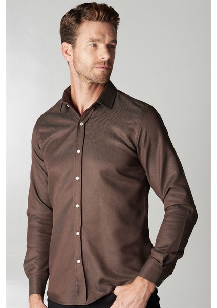 Modern Slim Fit Dar Kesim Armürlü Erkek Gömlek fiyatları