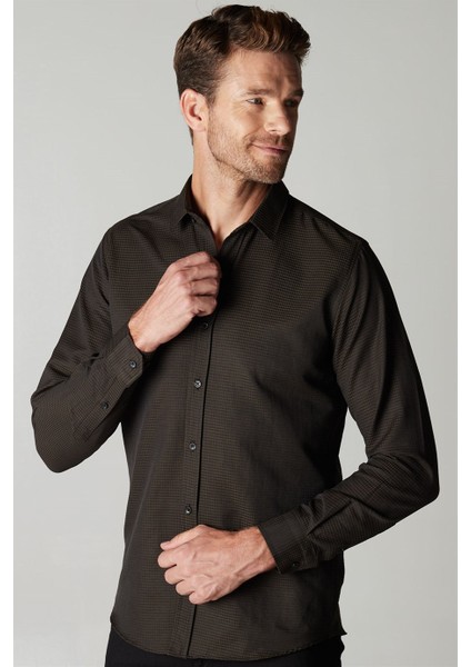 Modern Slim Fit Dar Kesim Armürlü Erkek Gömlek fiyatları