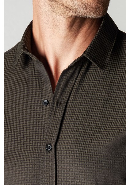 Modern Slim Fit Dar Kesim Armürlü Erkek Gömlek modelleri