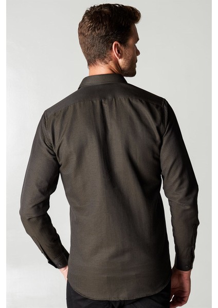 Modern Slim Fit Dar Kesim Armürlü Erkek Gömlek fırsatları