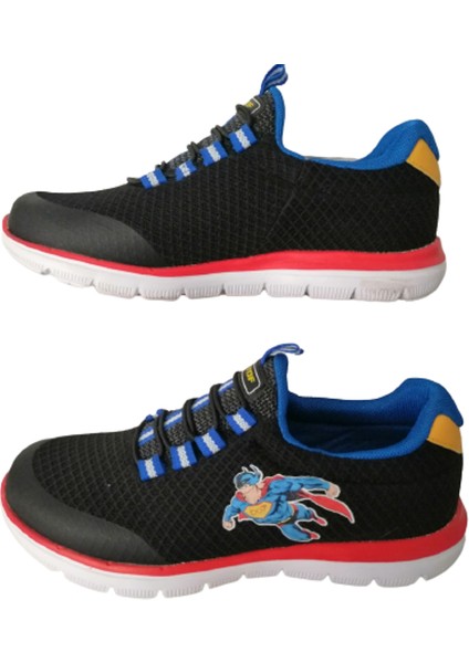 Erkek Çocuk Siyah Figürlü Likralı Lastikli Ultra Hafif Spor Ayakkabısı fiyatları