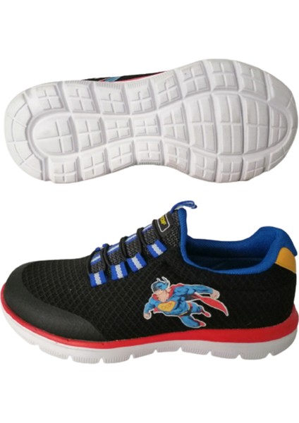 Erkek Çocuk Siyah Figürlü Likralı Lastikli Ultra Hafif Spor Ayakkabısı modelleri