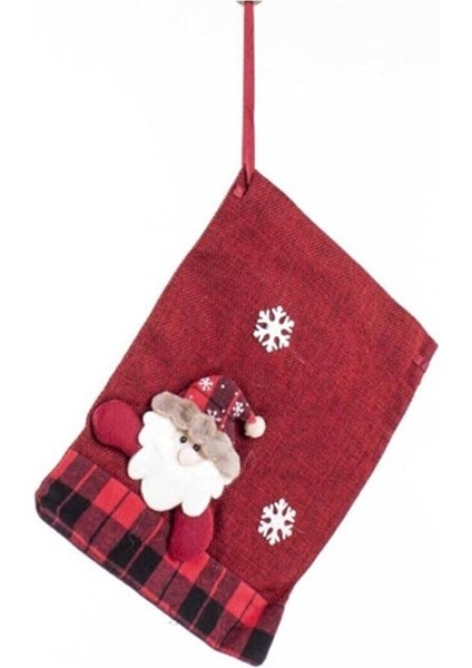 Yılbaşı Noel Askılı Dekor Süs Hediye Çuvalı 19X24 cm