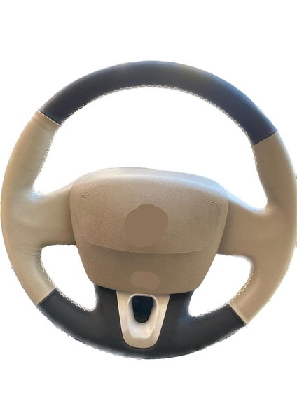 Renault Fluence ve Megane 3 Çift Renk Direksiyon Kılıfı Bej Dikişli