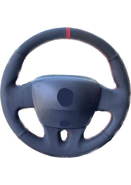 Renault Fluence ve Megane 3 Joy Paket Noktalı Süet Kırmızı Şeritli Kırmızı Dikişli Direksiyon Kılıfı