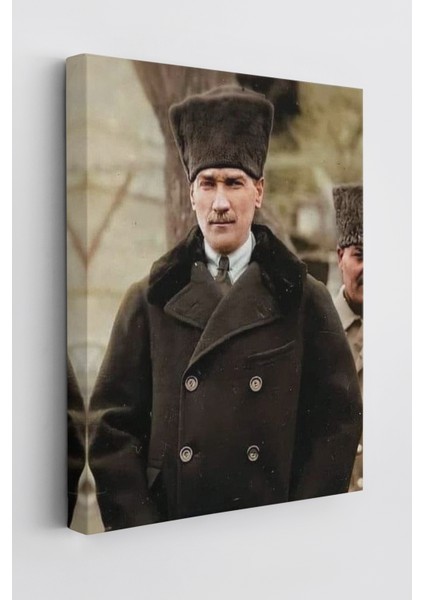 Atatürk Portre Tablosu Mustafa Kemal Atatürk Dikdörtgen Dekoratif Kanvas Tablo