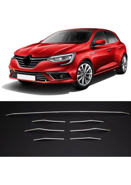 Renault Megane 4 Ön Tampon Alt Çıtası 2016 2019 Kromu Nikelajı 7 Parça