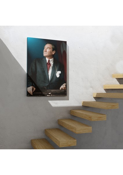Atatürk Portre Tablosu Mustafa Kemal Atatürk Dikdörtgen Dekoratif Kanvas Tablo
